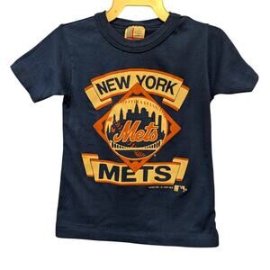 Vintage‎ 1989 Garan New York Mets Youth M Tee Shirt Blue Orange Made in USA